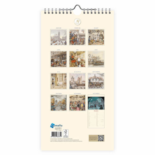 2027 Anton Pieck Bridge Notation Calendar 7x13 inches