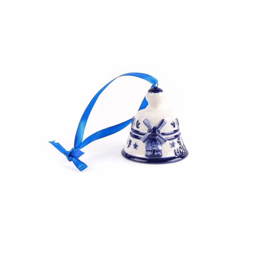 Ceramic Christmas Ornament Bell w/ Windmill