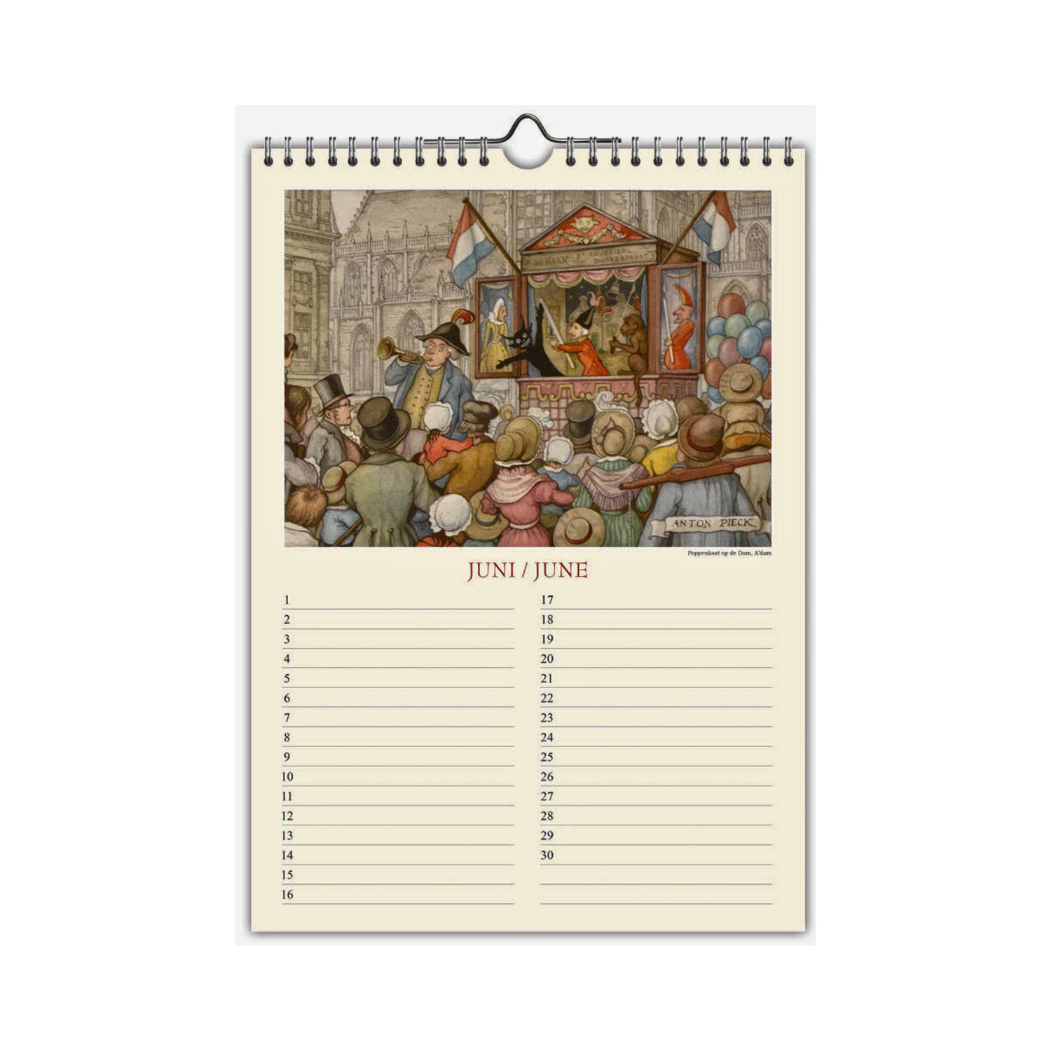 Anton Pieck Amsterdam Birthday Calendar 8.2x11.5