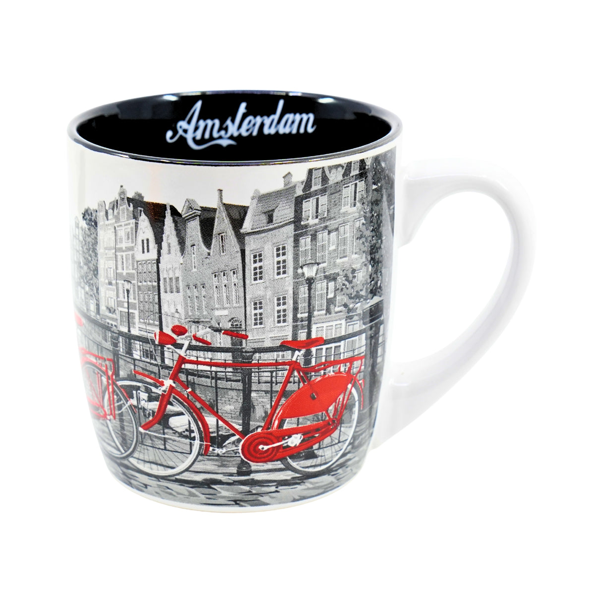 Amsterdam Mug Gray with Red Bike in gift box