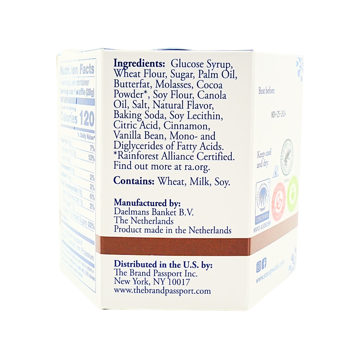 Daelman Chocolate Stroopwafels Hex Box 8 ct 7.9 oz