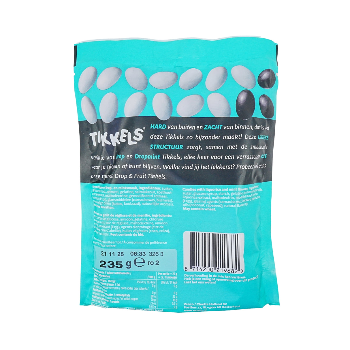 Venco Tikkels Drop & Mint 235g