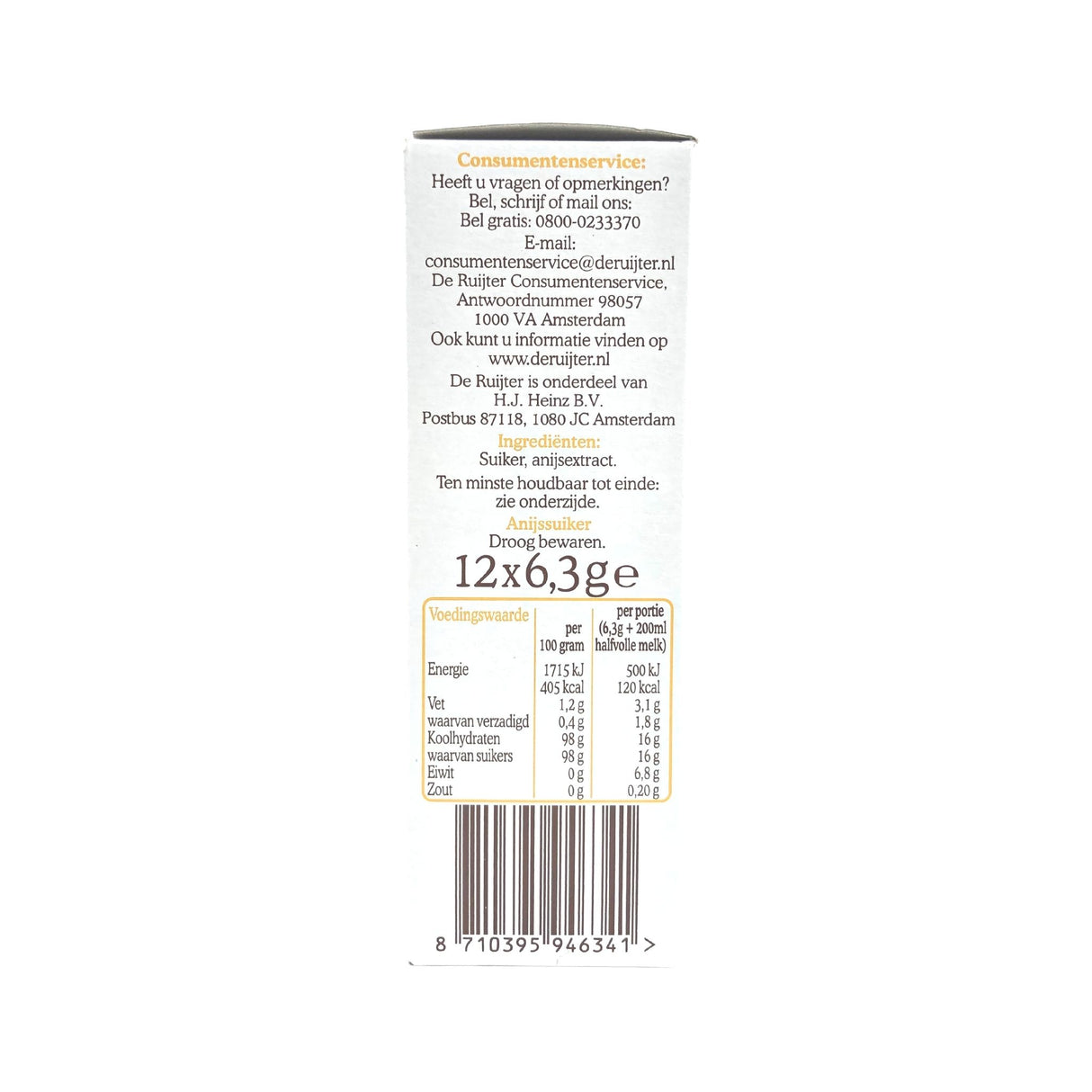 De Ruijter Anise Sticks Powder for Anise Milk 12 ct