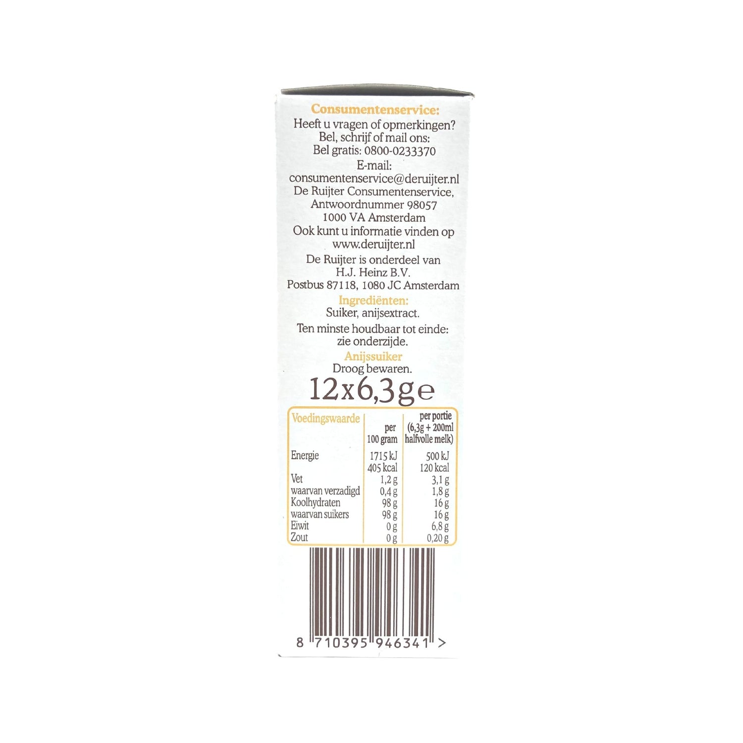 De Ruijter Anise Sticks Powder for Anise Milk 12 ct