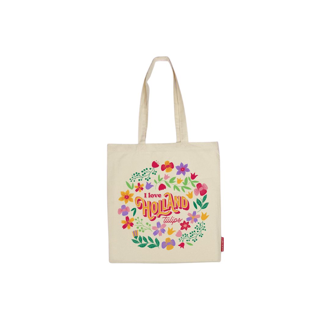 100% Cotton I Love Holland Tulips Shopping Bag
