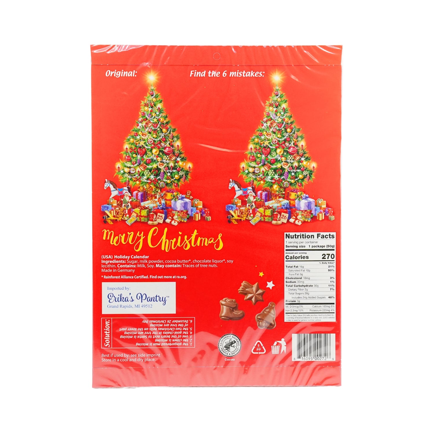 Erika's Pantry Advent  Calendar Tree & Sleigh 1.76 oz