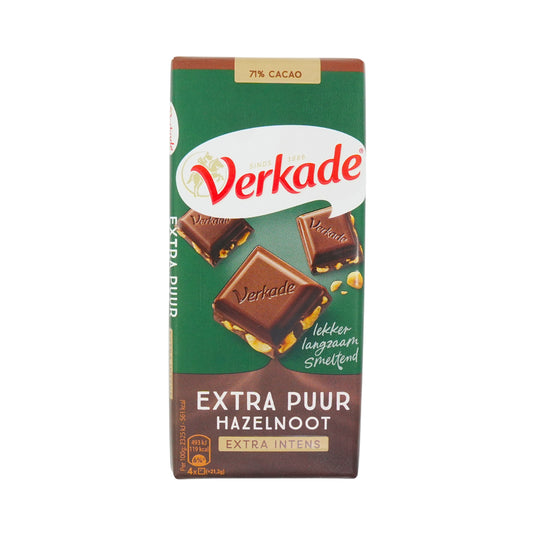Verkade Extra Dark Chocolate w/hazelnuts bar 3.9 oz