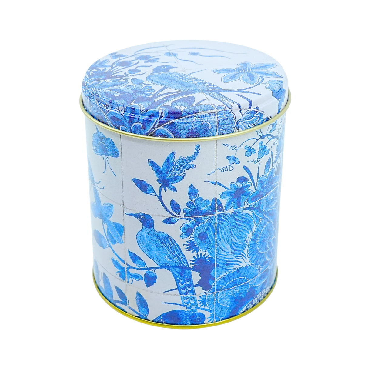 Delft Tile Pattern Tin with Birds and flowers Empty