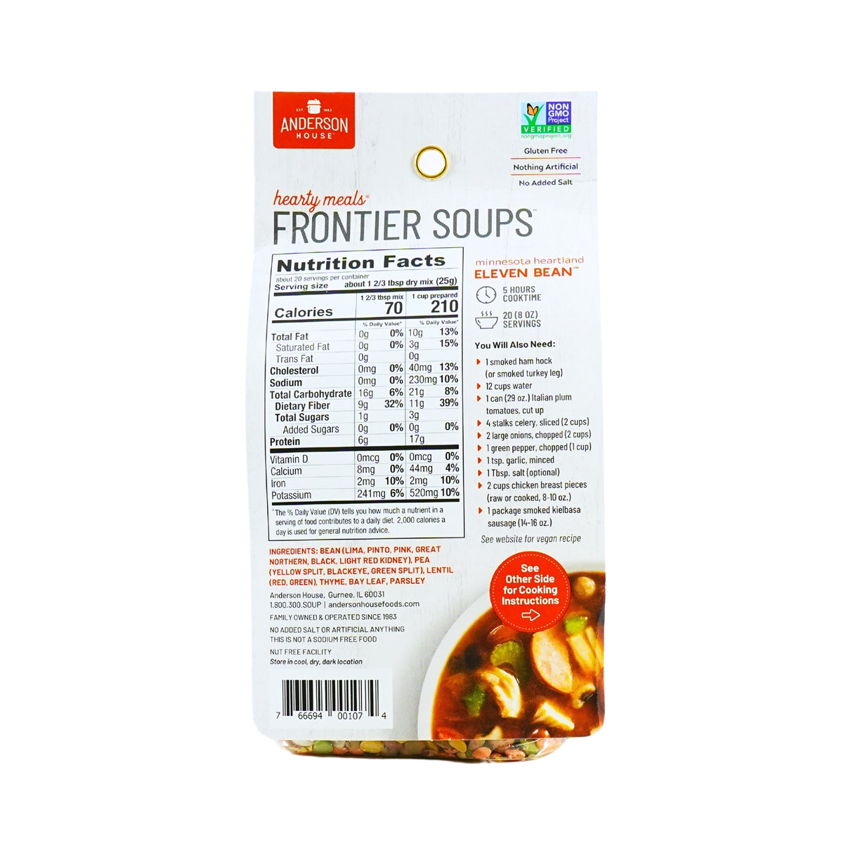 Frontier Soups Minnesota Heartland 11 Bean Soup Mix Serves 20