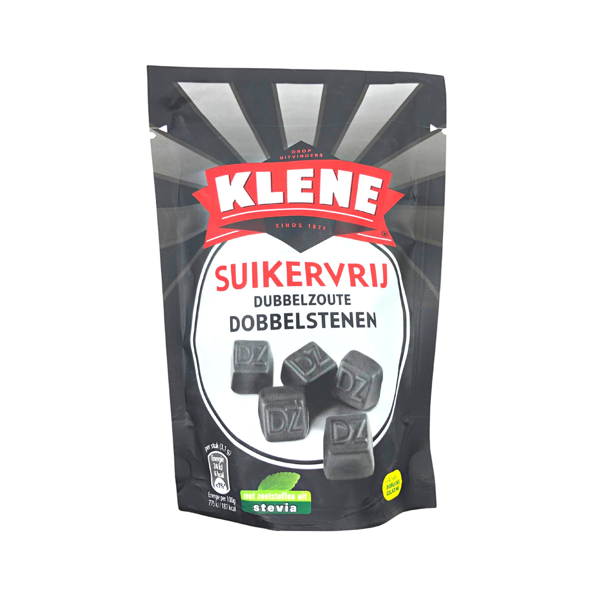 Klene Sugar Free Dobbelstenen 110g Double Salt Licorice