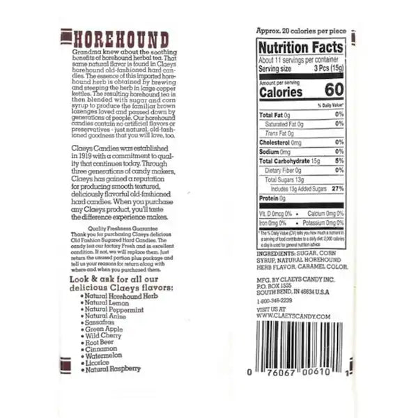 Claeys Candy Horehound Drops 6oz