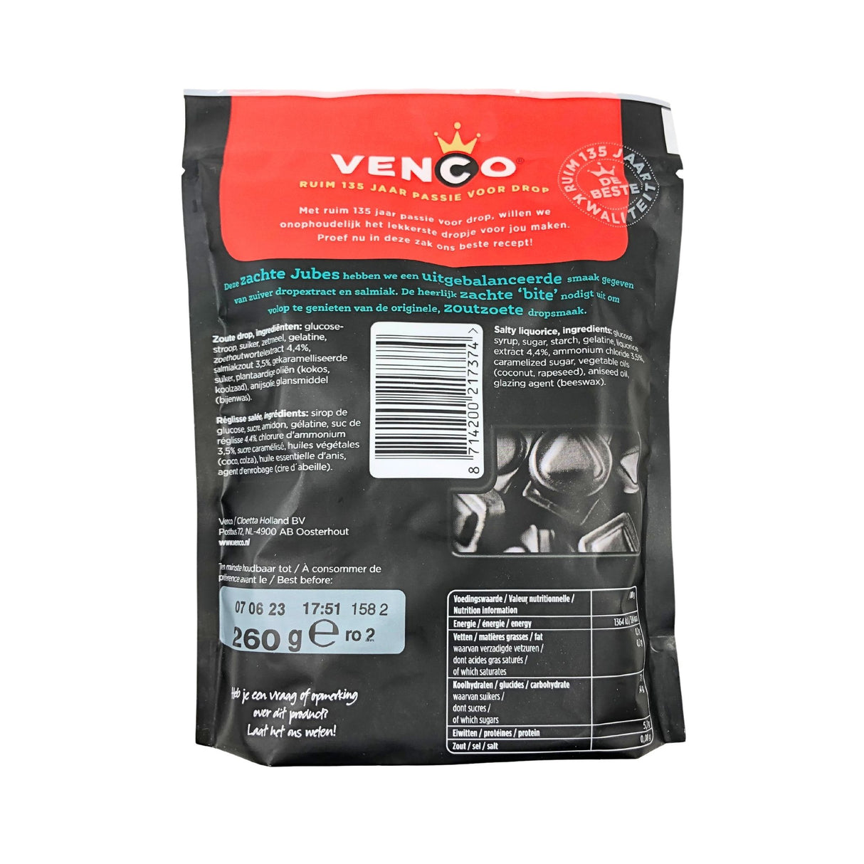 Venco Jubes Soft Salty Licorice 225g  8.2  oz