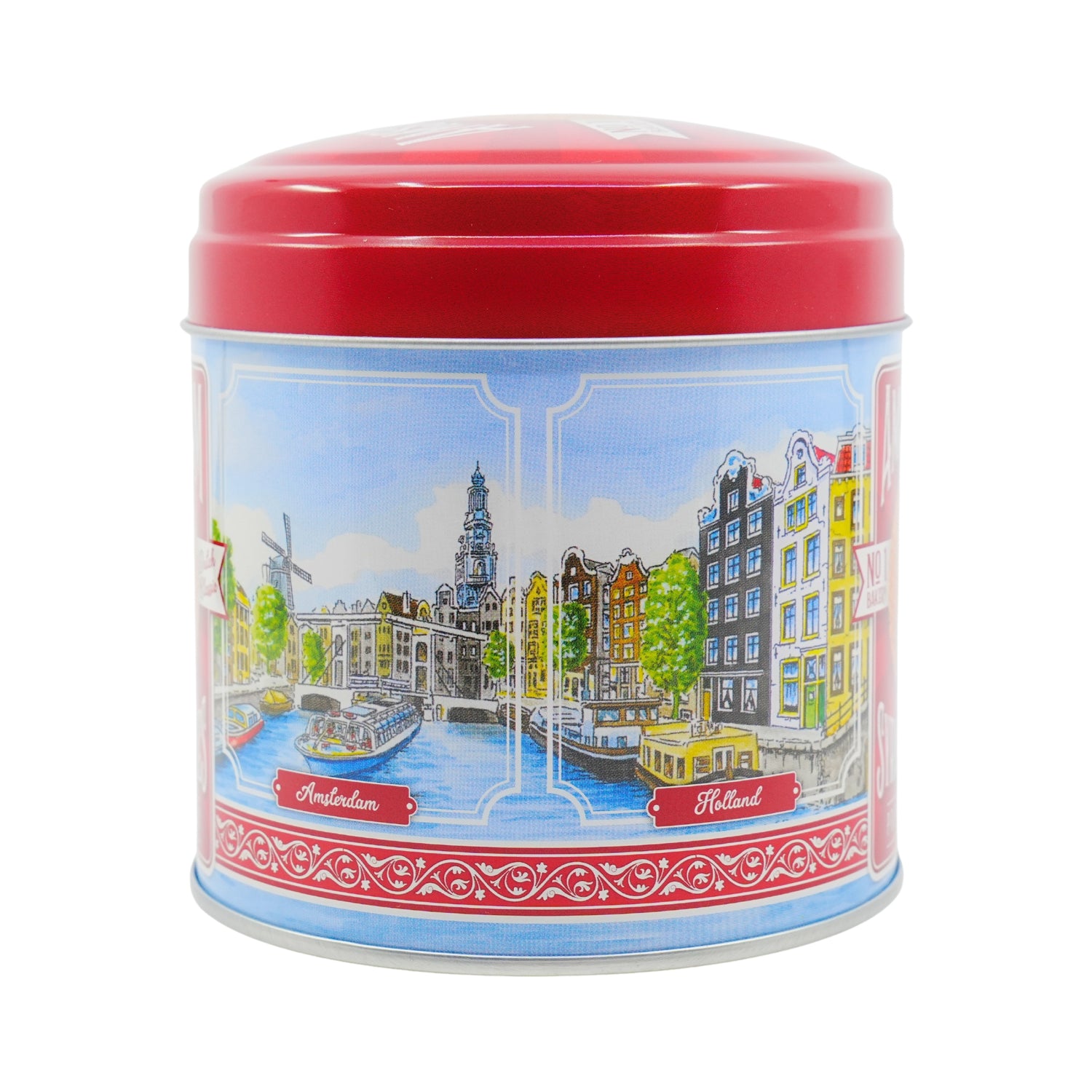 Stroopwafel Tin of Amsterdam Canal Houses with 8ct Stroopwafels