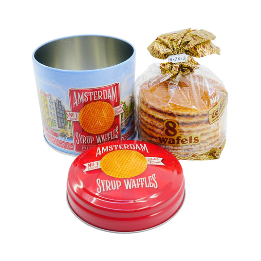 Stroopwafel Tin of Amsterdam Canal Houses with 8ct Stroopwafels
