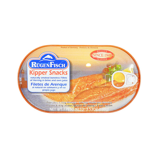 Rugenfisch Kipper Snacks Smoked Herring Fillet 3.5oz Tin