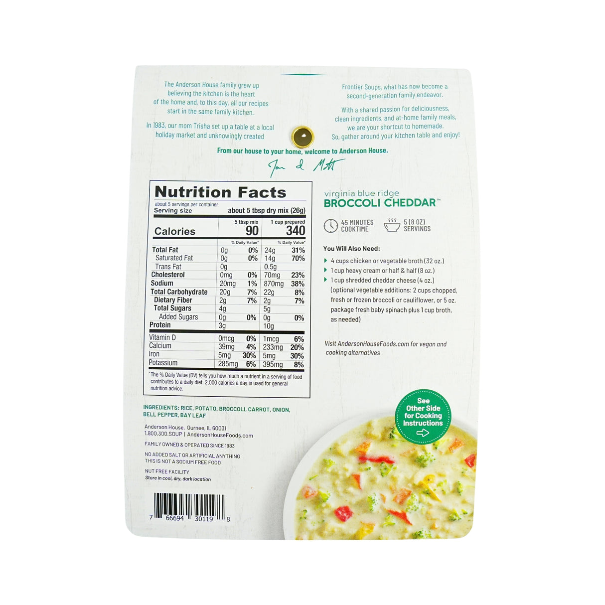 Frontier Soups Virginia Blue Ridge Broccoli Cheddar Soup Mix