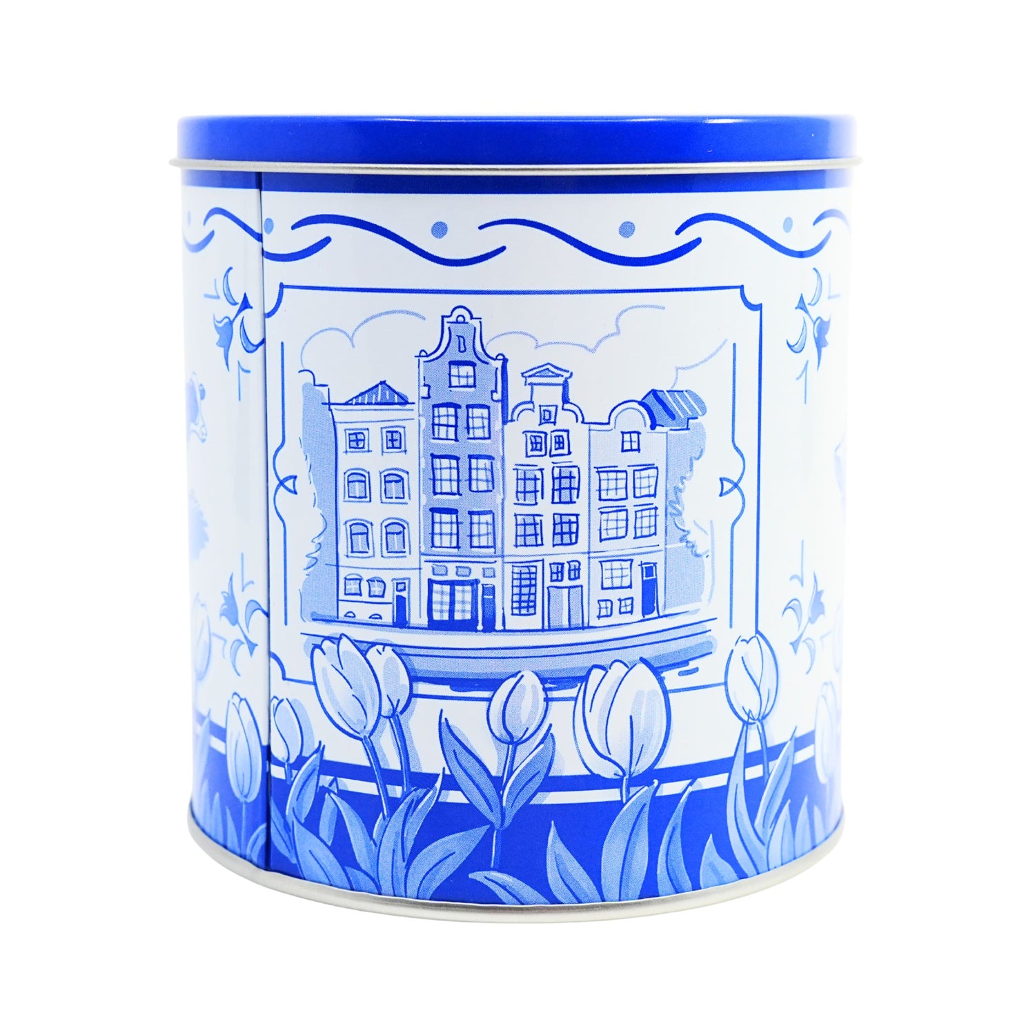 Markus Delft Style Mills & Tulips  "I Love Stroopwafel" tin with 8 stroopwafels