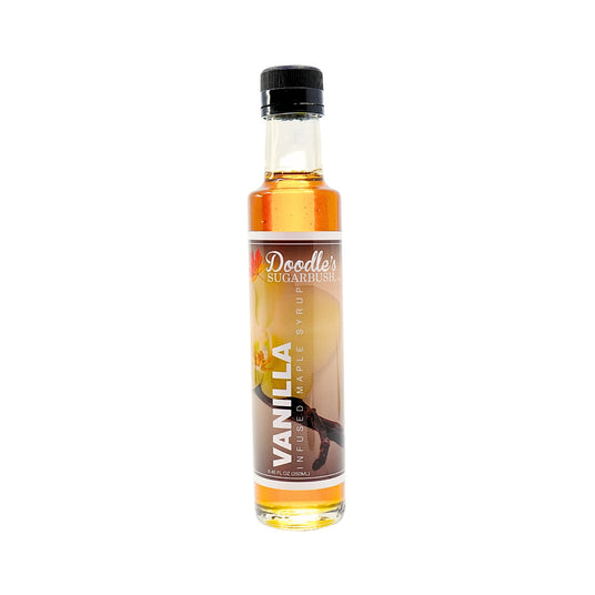 Doodles Vanilla Infused Maple Syrup 8.5 oz Glass Bottle