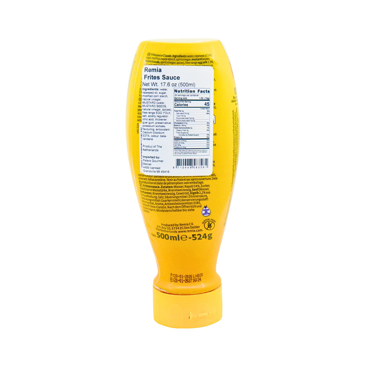 Remia Frites Sauce Squeeze Bottle 17.5 oz 500gr