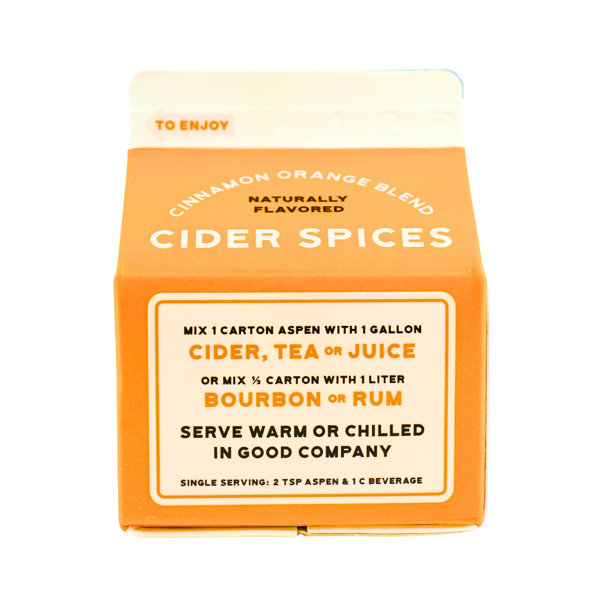 Aspen Mulling Spices Cinnamon Orange 5.65 Oz Milk Carton Box