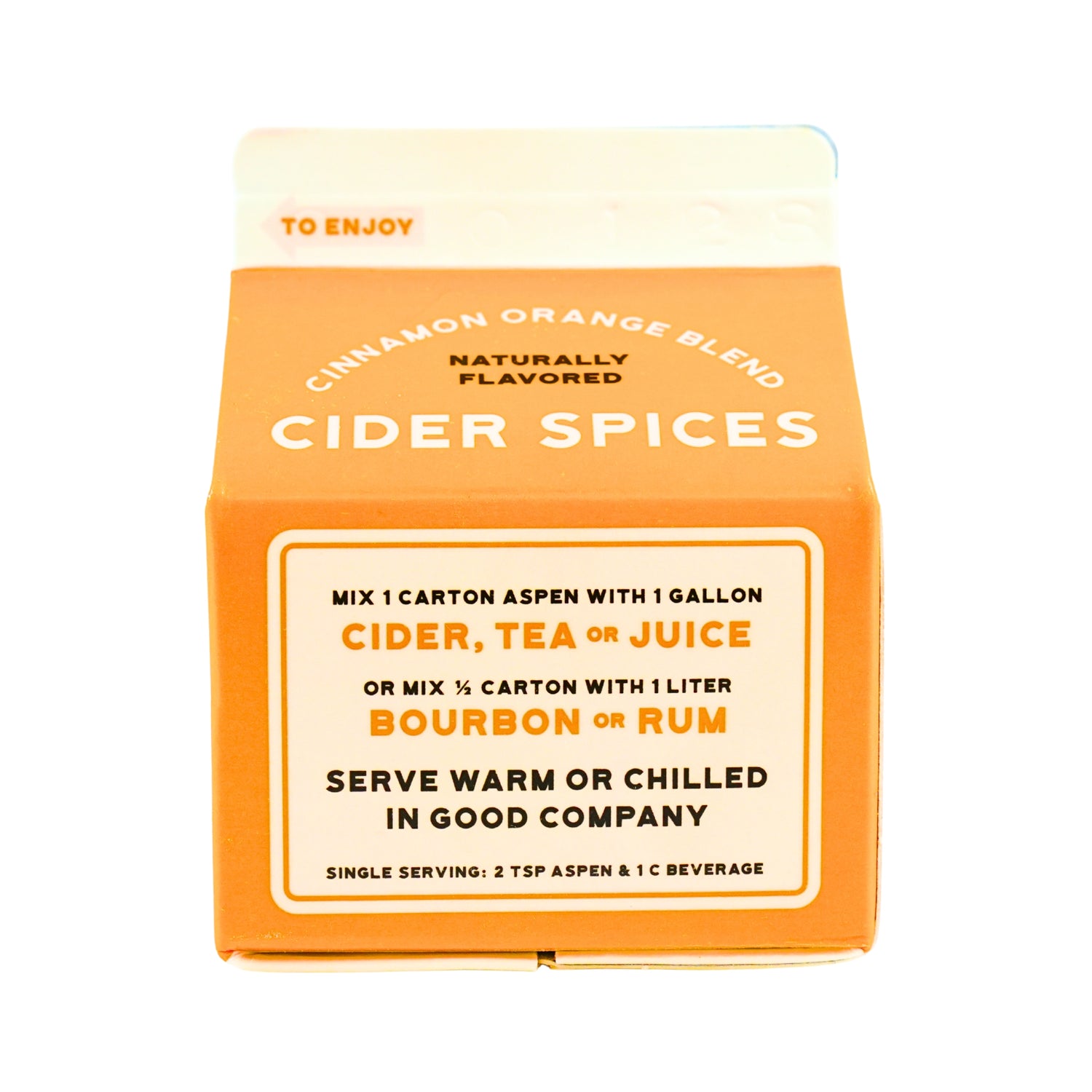 Aspen Mulling Spices Cinnamon Orange 5.65 Oz Milk Carton Box