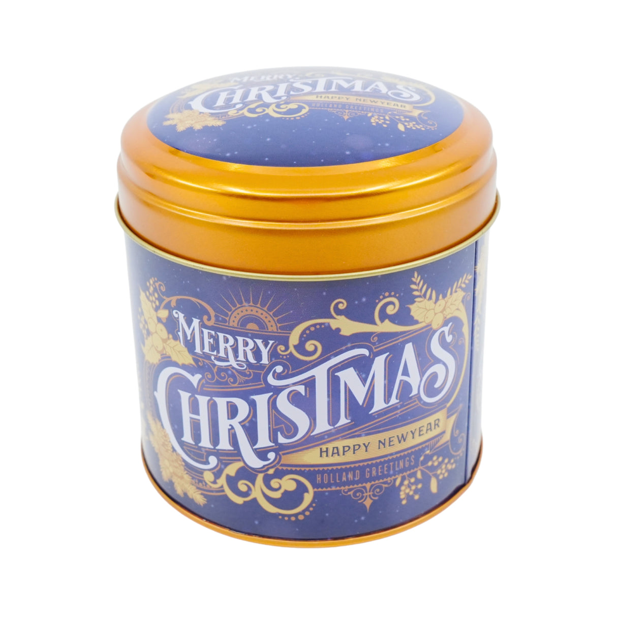 Merry Christmas Stroopwafel Tin Blue Empty