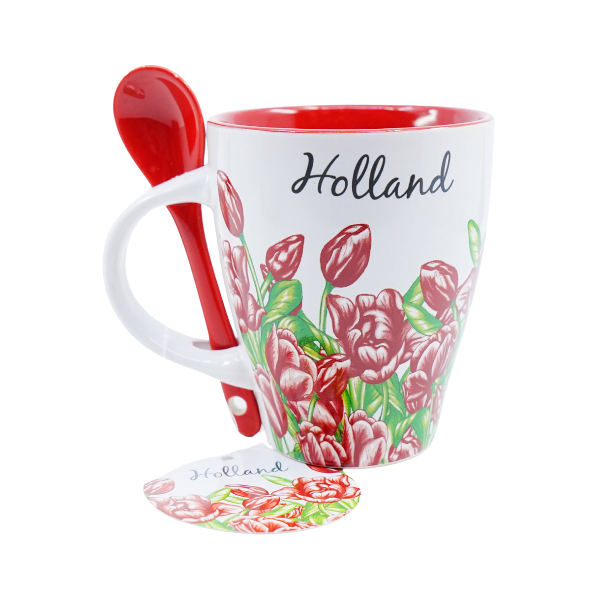 Nelis Red Tulips Mug with spoon boxed