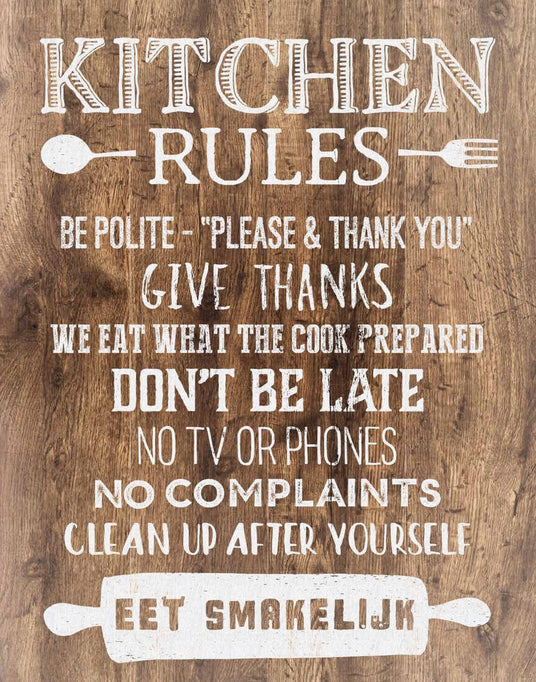 Kitchen Rules Sign - 11x14 inches