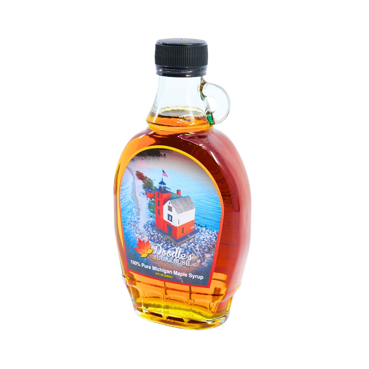 Doodles Maple Syrup Northern Lighthouse Bottle 8 oz glass
