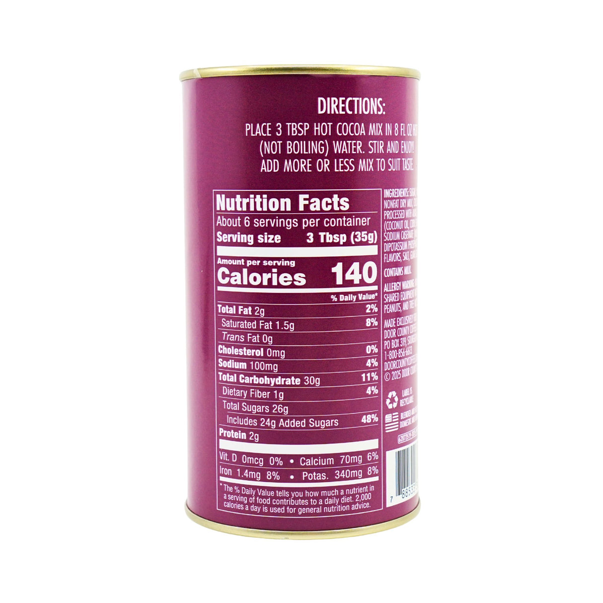 Door County Coffee Cherry Hot Cocoa Canister 7 oz