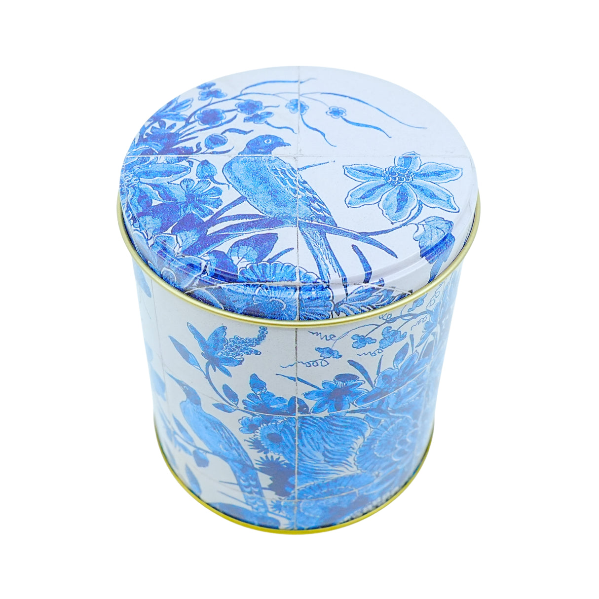 Delft Tile Pattern Tin with Birds and flowers Empty