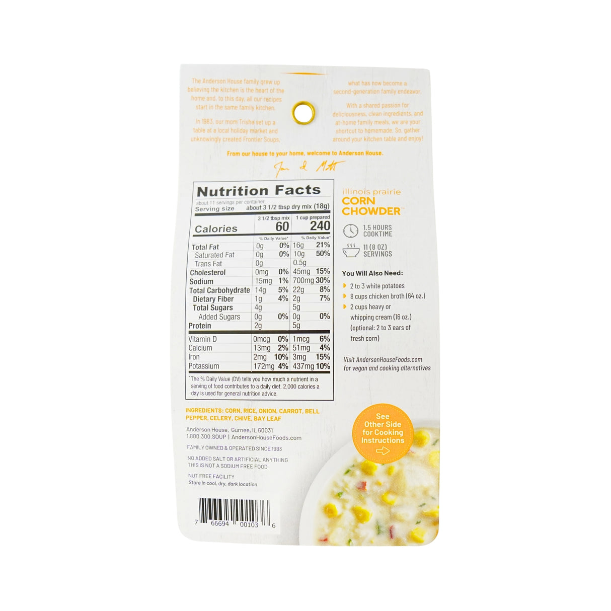 Frontier Soups Illinois Prairie Corn Chowder mix