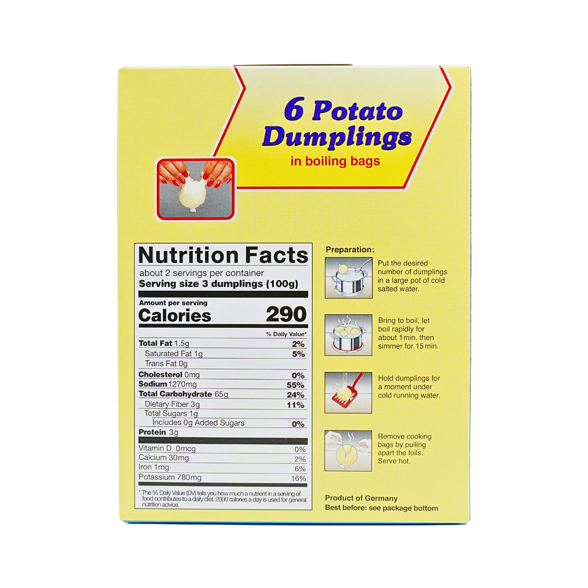 Dr Willi Knoll 6 Potato Dumplings Halb & Halb in Boiling Bag 7.05 oz(18)