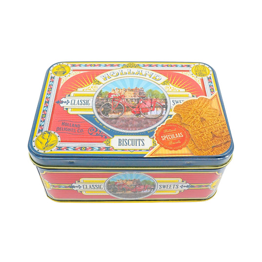 Holland Bike Deco Square Tin with Speculaas 14 oz
