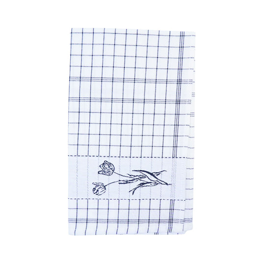 DDDDD Lisse White and Blue Tea Towel 24x23 inch