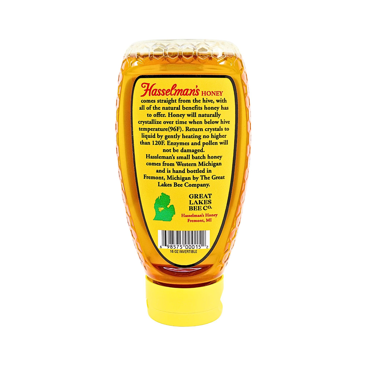Hasselmans Honey 16 oz Inverted bottle
