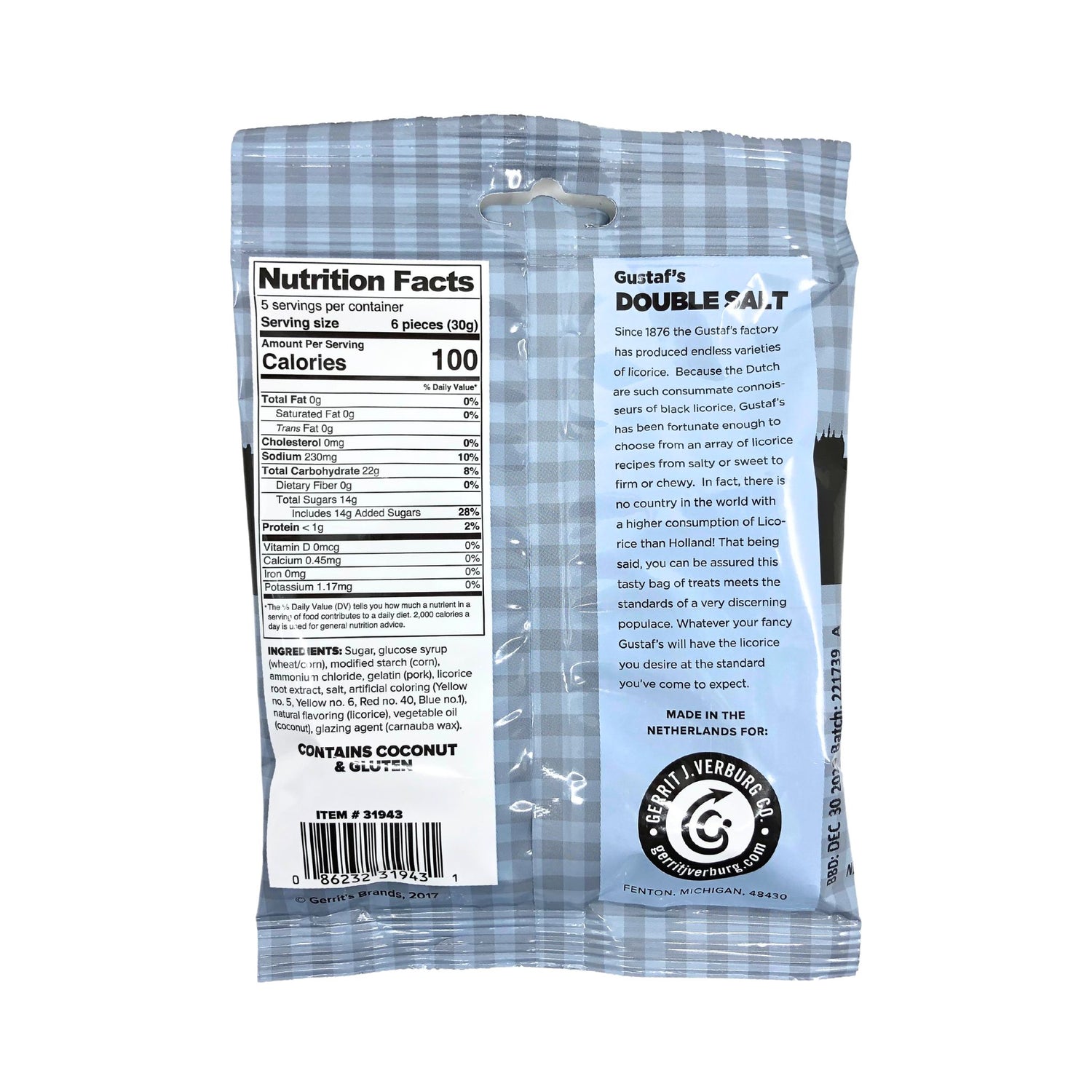 Gustafs Double Salt Licorice 5.2 Oz Bag