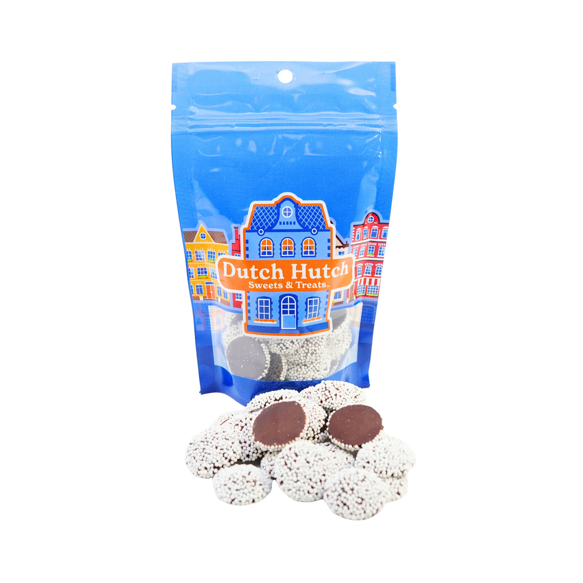 Dutch Hutch Dark Chocolate White Nonpareils 7 oz