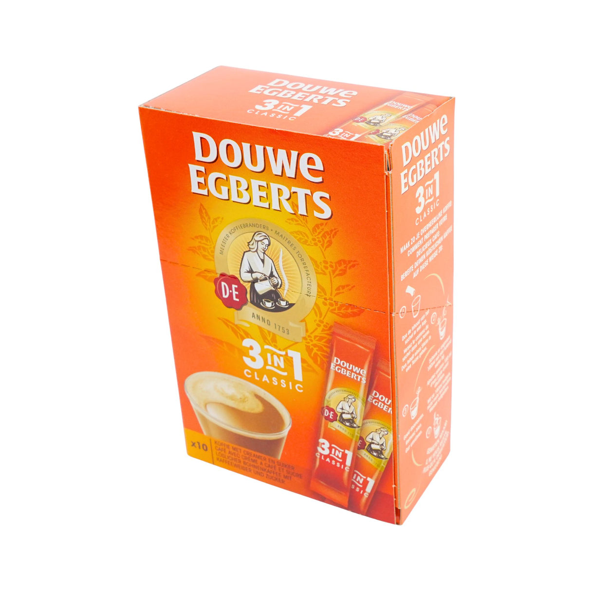 Douwe Egberts 3 in 1 Classic Instant coffee sticks w/cream & sugar