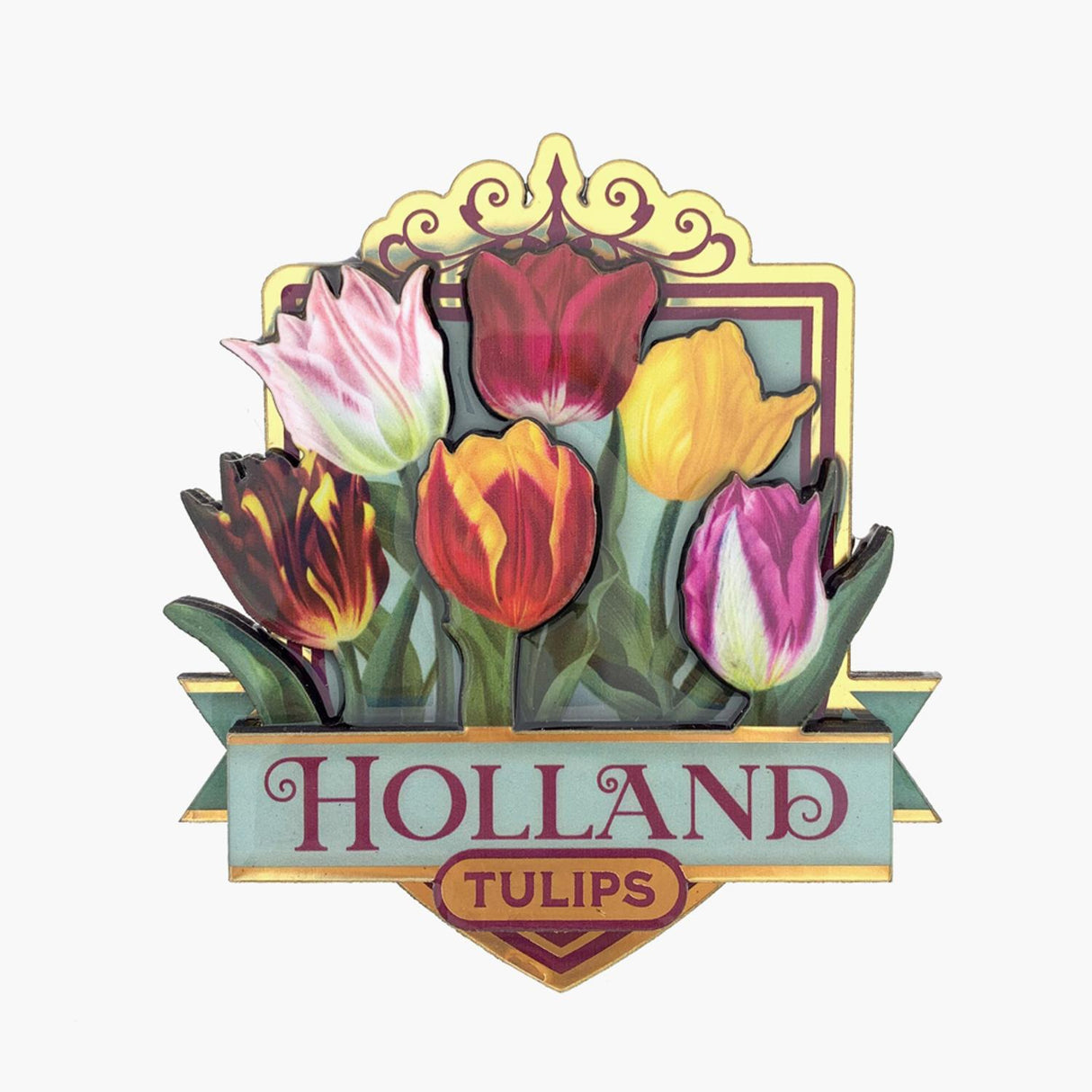 Magnet Pretty Tulips Holland Green MDF