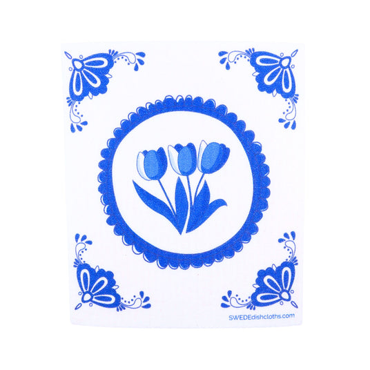 Delft Tulips Swedish Dishcloth