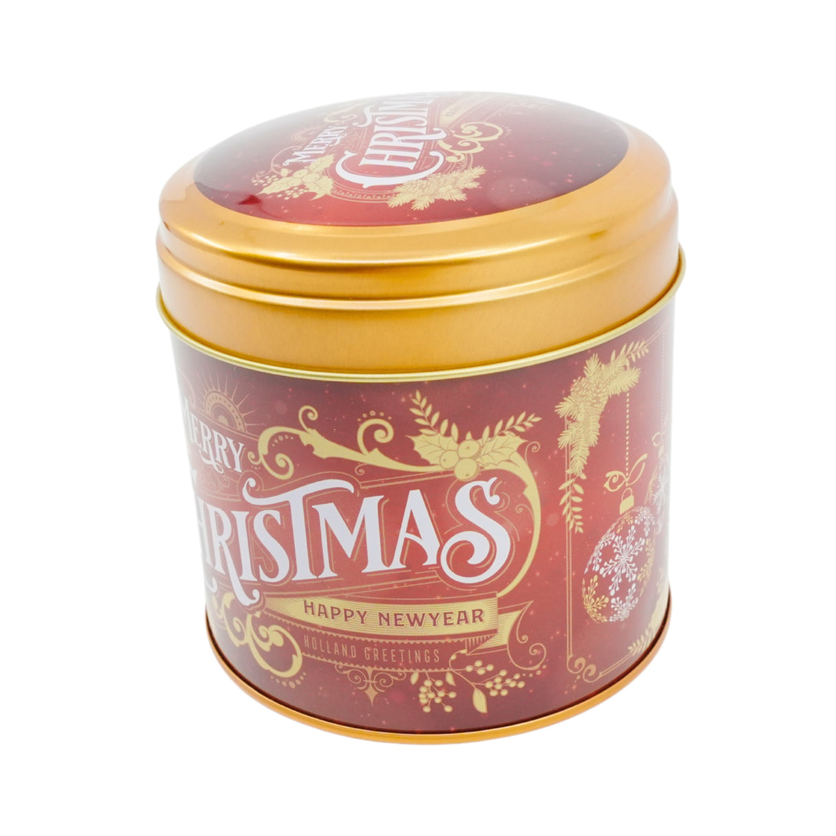 Merry Christmas Stroopwafel Tin Red & Gold Empty
