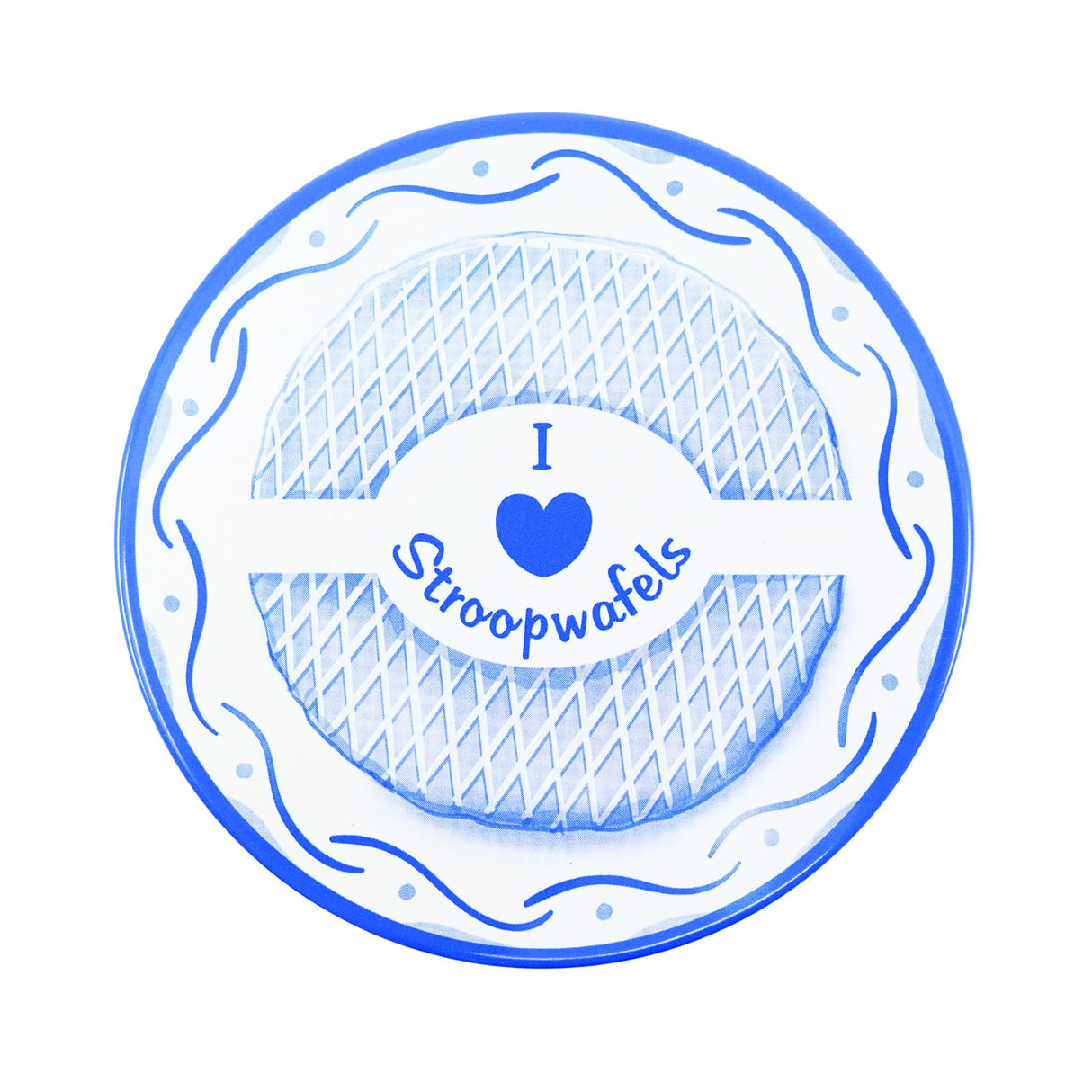 Markus Delft Style Mills & Tulips  "I Love Stroopwafel" tin with 8 stroopwafels