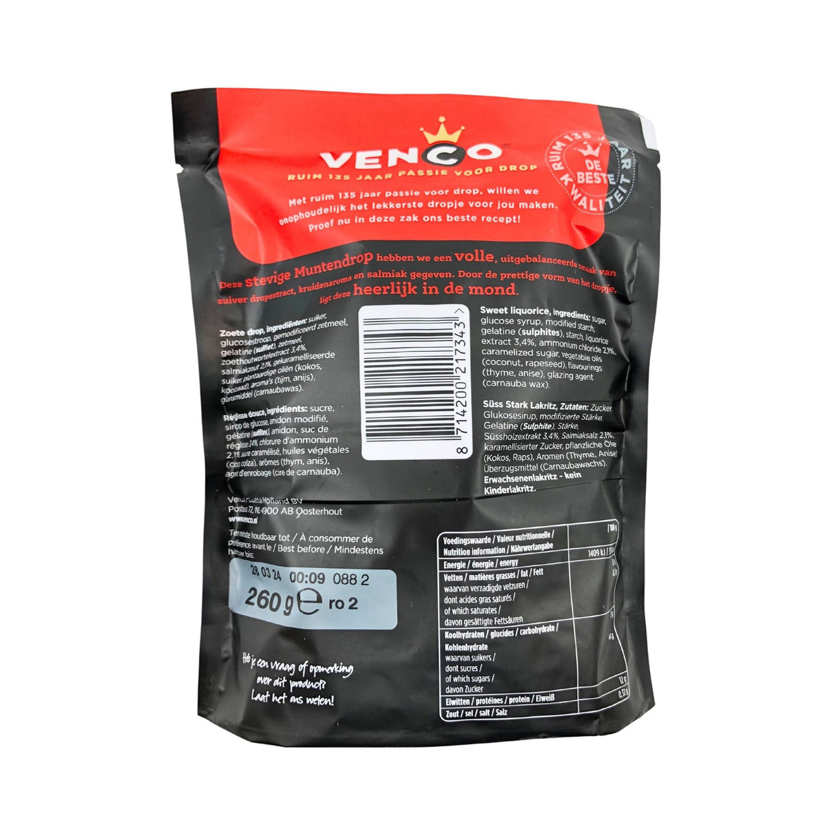 Venco Licorice Coins 7.9 oz  Bag
