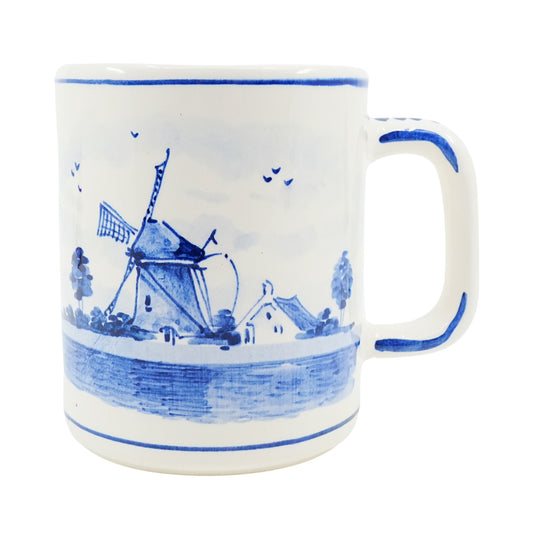 DeWit Hand Painted Coffee Mug Blue Mill 4 inch