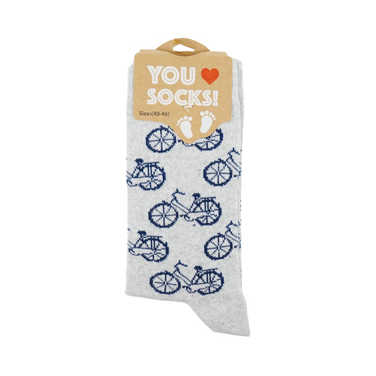 You Love Socks Grey with Blue Bicycles Socks