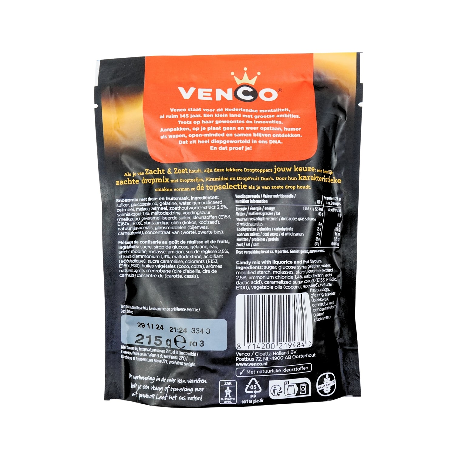 Venco Droptopper Sweet Soft Mix 7.4 oz Bag
