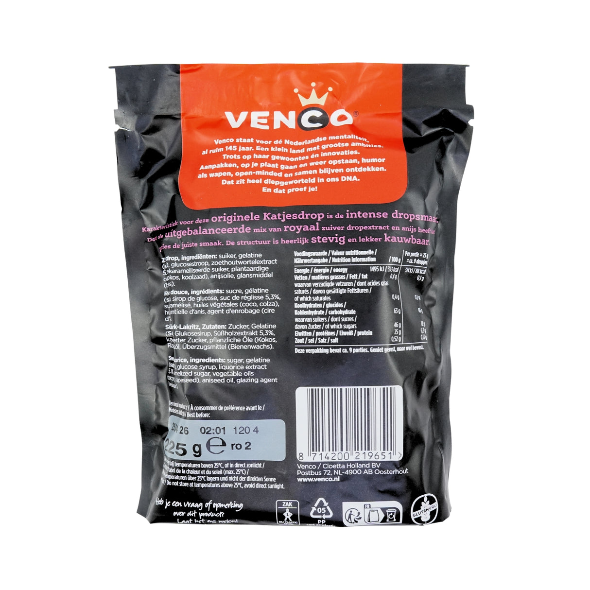 Venco Licorice Cats 7.9 oz bag