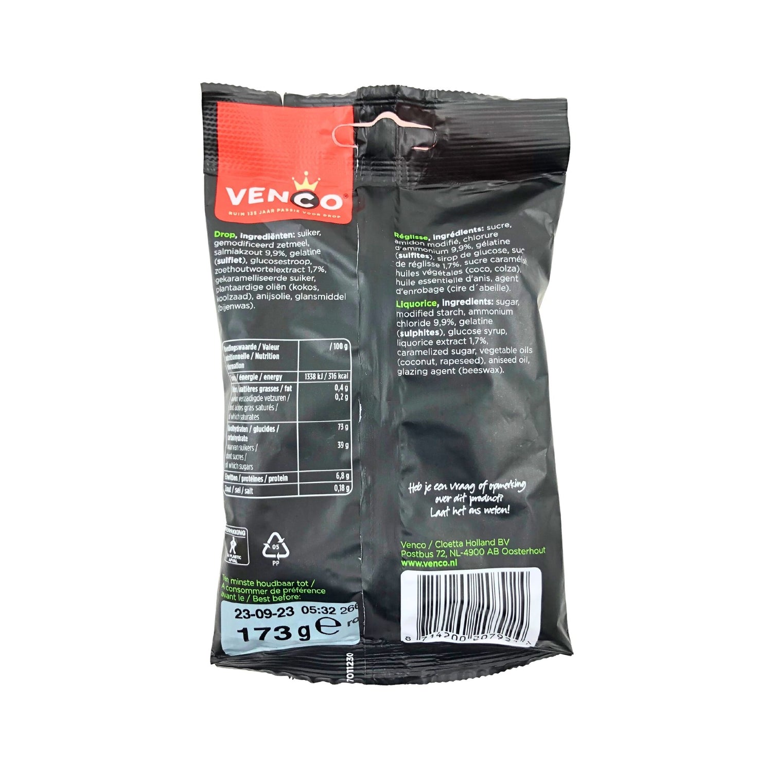Venco Double Salted Licorice 120 Gram Bag