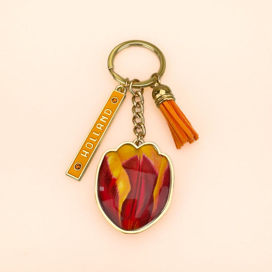 Key Ring Pretty Tulips with Holland Charm Orange